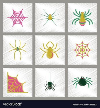 Assembly flat shading style icons halloween spider vector image