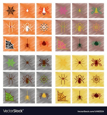 Assembly flat shading style icons halloween spider vector image