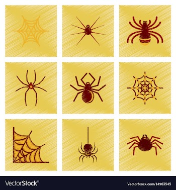 Assembly flat shading style icons halloween spider vector image