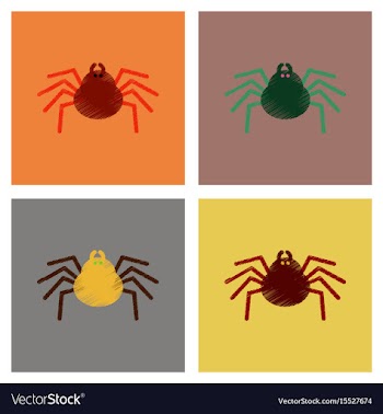 Assembly flat shading style icons halloween spider vector image