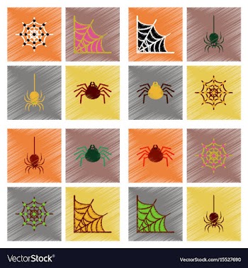 Assembly flat shading style icons halloween spider vector image