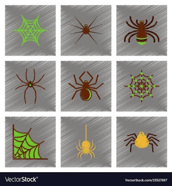 Assembly flat shading style icons halloween spider vector image
