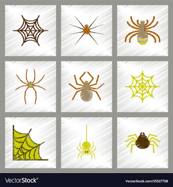 Assembly flat shading style icons halloween spider vector image
