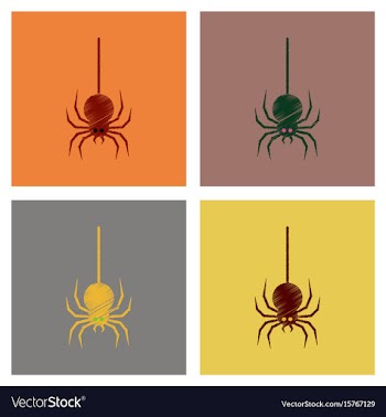 Assembly flat shading style icons halloween spider vector image