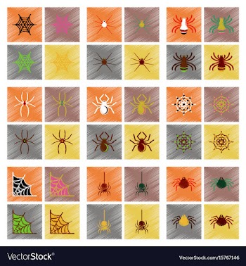 Assembly flat shading style icons halloween spider vector image