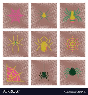 Assembly flat shading style icons halloween spider vector image