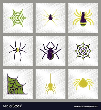 Assembly flat shading style icons halloween spider vector image