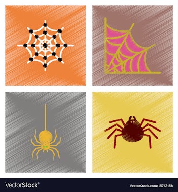 Assembly flat shading style icons halloween spider vector image