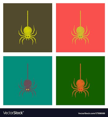 Assembly flat shading style icons halloween spider vector image