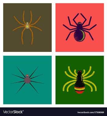 Assembly flat shading style icons halloween spider vector image