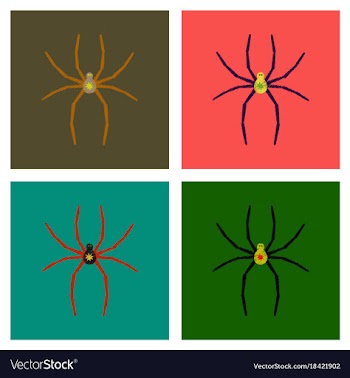 Assembly flat shading style icons halloween spider vector image