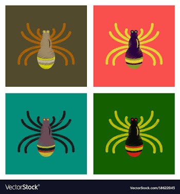 Assembly flat shading style icons halloween spider vector image