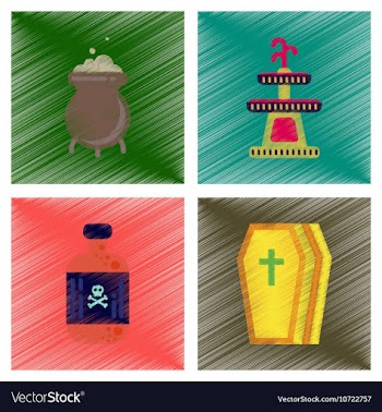 Assembly flat shading style icons Halloween vector image