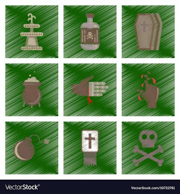 Assembly flat shading style icons Halloween vector image