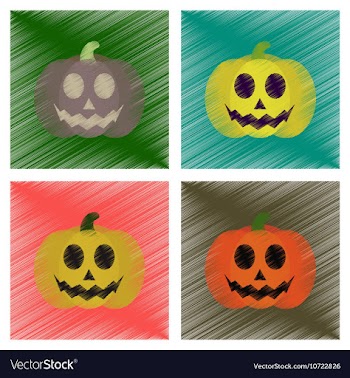 Assembly flat shading style icons halloween vector image