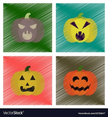 Assembly flat shading style icons halloween vector image