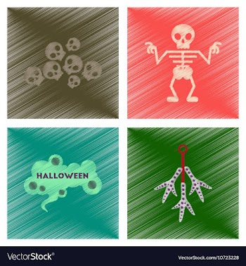 Assembly flat shading style icons halloween vector image