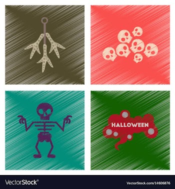 Assembly flat shading style icons halloween vector image