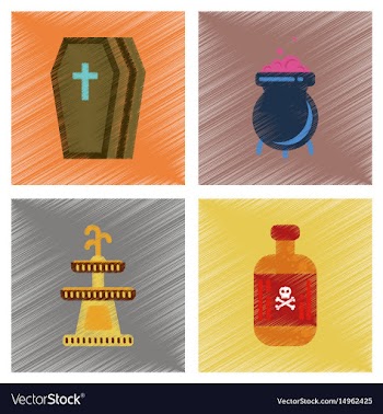 Assembly flat shading style icons halloween vector image