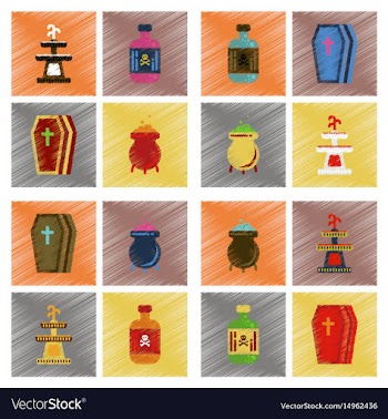 Assembly flat shading style icons halloween vector image