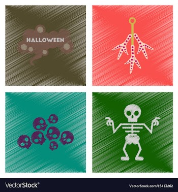 Assembly flat shading style icons halloween vector image
