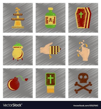 Assembly flat shading style icons halloween vector image