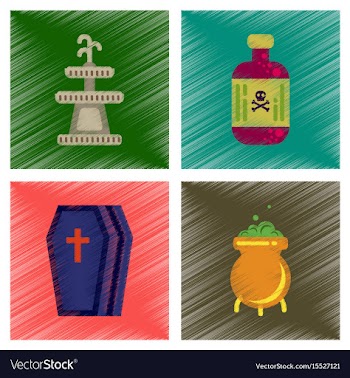 Assembly flat shading style icons halloween vector image