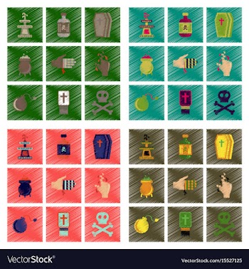 Assembly flat shading style icons halloween vector image