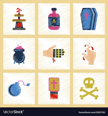 Assembly flat shading style icons halloween vector image