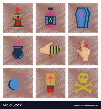 Assembly flat shading style icons halloween vector image