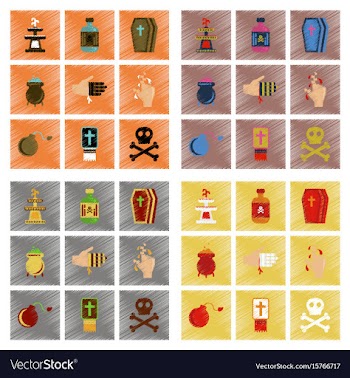 Assembly flat shading style icons halloween vector image