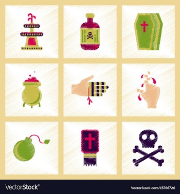 Assembly flat shading style icons halloween vector image