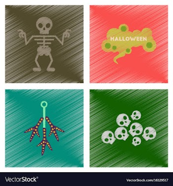 Assembly flat shading style icons halloween vector image