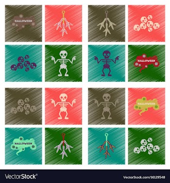 Assembly flat shading style icons halloween vector image