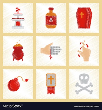 Assembly flat shading style icons halloween vector image