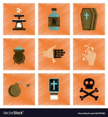 Assembly flat shading style icons halloween vector image