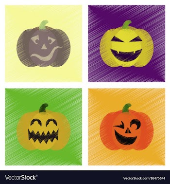Assembly flat shading style icons halloween vector image