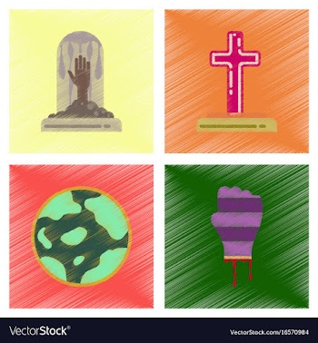 Assembly flat shading style icons halloween vector image