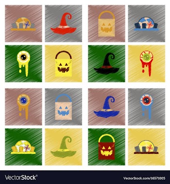 Assembly flat shading style icons halloween vector image