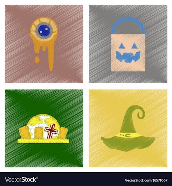 Assembly flat shading style icons halloween vector image