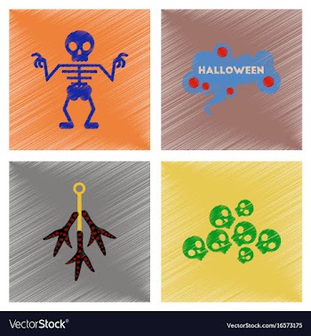 Assembly flat shading style icons halloween vector image