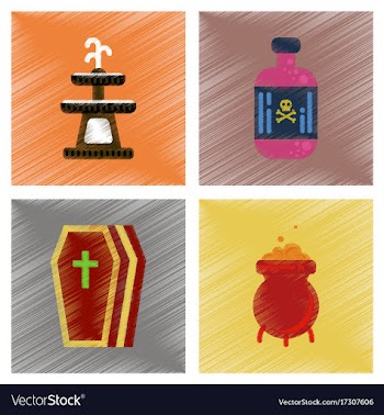 Assembly flat shading style icons halloween vector image