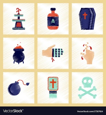 Assembly flat shading style icons halloween vector image