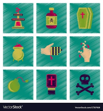 Assembly flat shading style icons halloween vector image