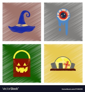Assembly flat shading style icons halloween vector image