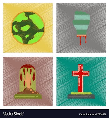 Assembly flat shading style icons halloween vector image