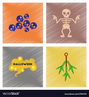 Assembly flat shading style icons halloween vector image