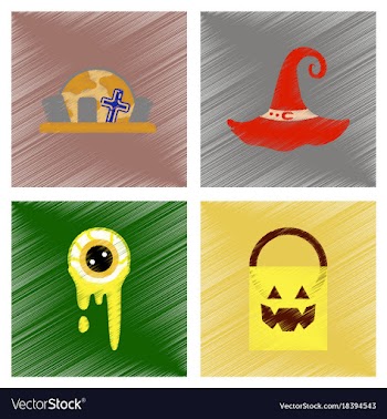 Assembly flat shading style icons halloween vector image