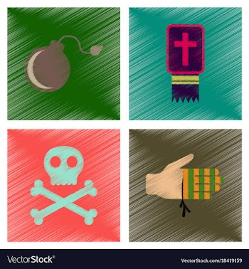 Assembly flat shading style icons halloween vector image