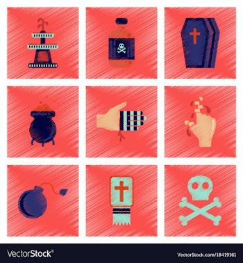 Assembly flat shading style icons halloween vector image